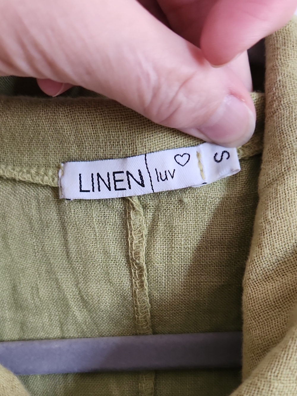 LINEN luv Olive Green Italian Linen Blouse - Small - Picture 2 of 7